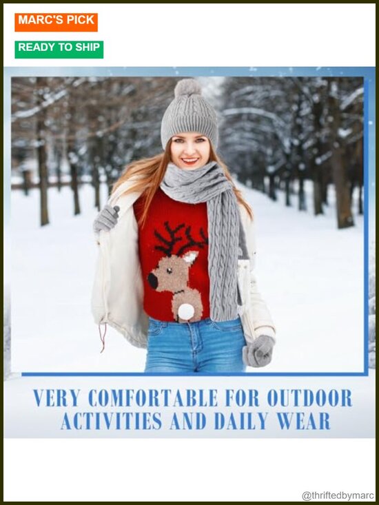 8-Piece Winter Accessories Set with Pompom Beanie, Scarf, Touch Screen Gloves, main image 6